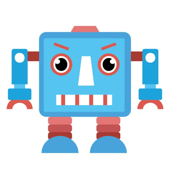 Roboter Charakter Flache Ikone Design — Stockvektor
