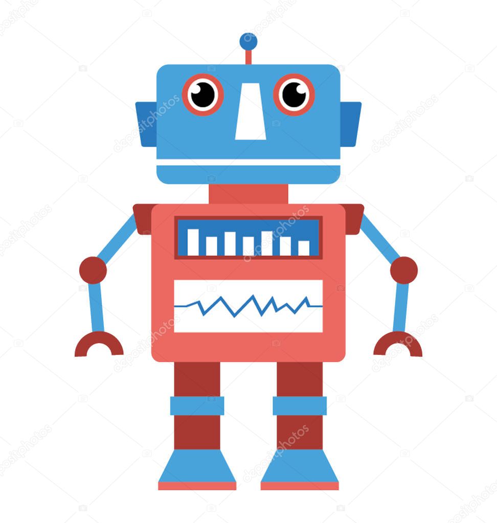 Robot character flat icon design 