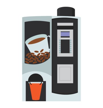 Bir kahve bir otomat üzerinde taze hazır kahve almak için otomat 