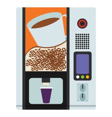 Bir kahve bir otomat üzerinde taze hazır kahve almak için otomat 