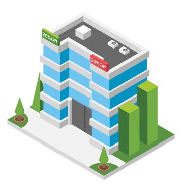 Mini mart düz simgesi tasarım bina 