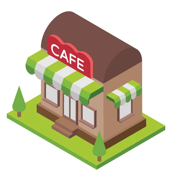 Café Gebäude Flache Ikone Design — Stockvektor