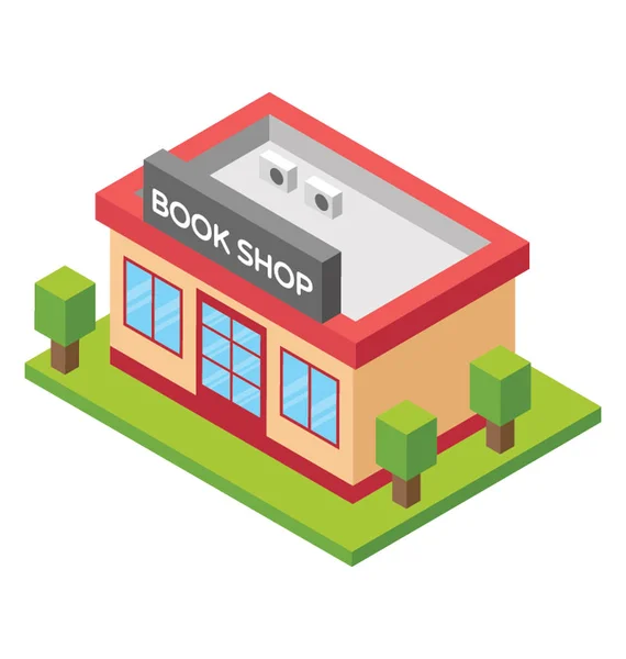 Könyv Shop Lapos Ikonra Design Könyvesbolt — Stock Vector