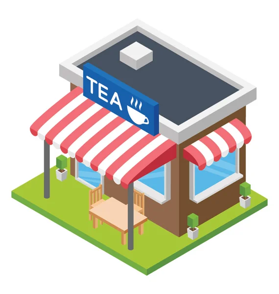Tea Shop Design Icona Piatta — Vettoriale Stock