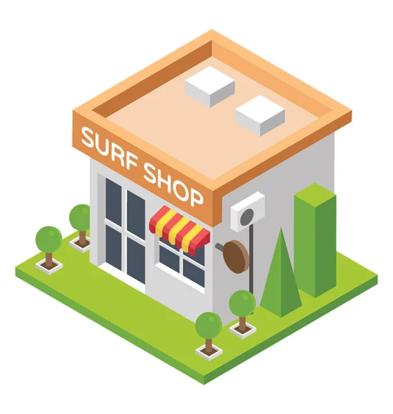 Surf Shop Fish Meat Concept Flat Icon — Stock Vector