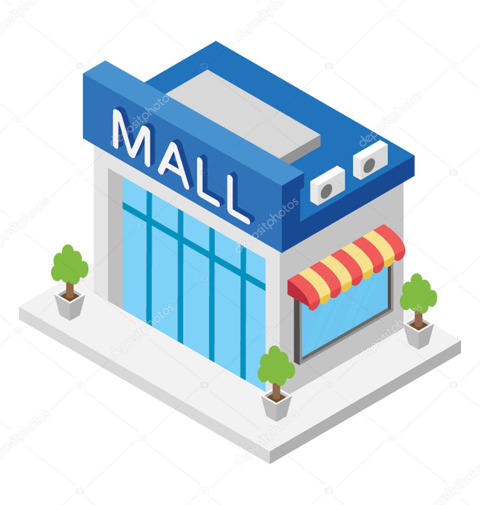 Flat icon design of shopping mall 