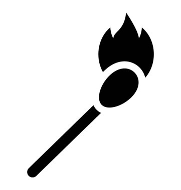 Bir tutuşuyor ateş yanan kibrit çöpü resmeden bir sopa üzerinde 