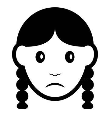 Genç okul kız satırı simgesi, çocuk avatar 