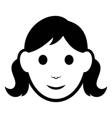 Genç okul kız satırı simgesi, çocuk avatar 