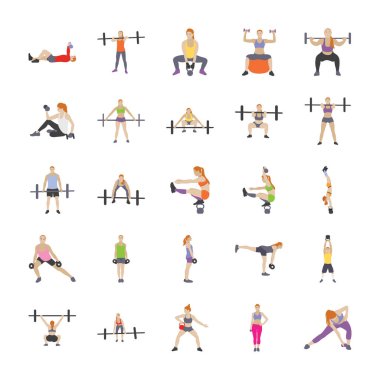 Fitness ve egzersiz düz simgeler 4