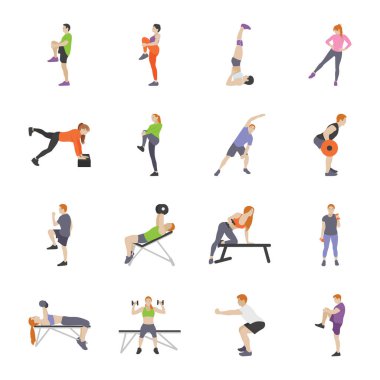 Fitness ve egzersiz düz simgeler 12