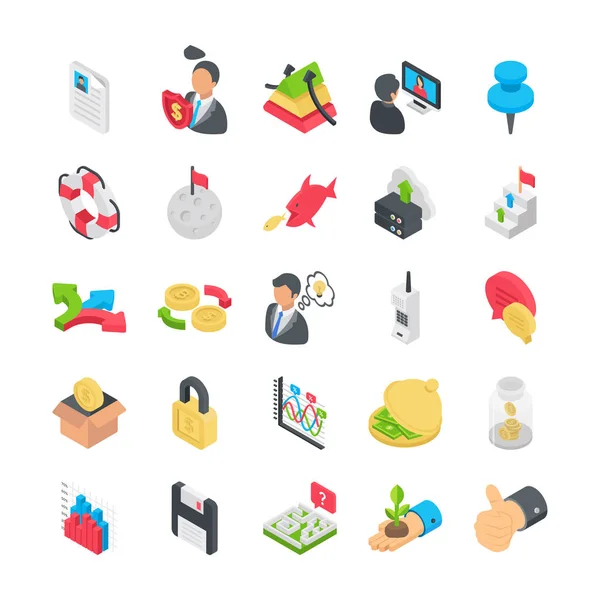 Collezione Business Flat Icons — Vettoriale Stock