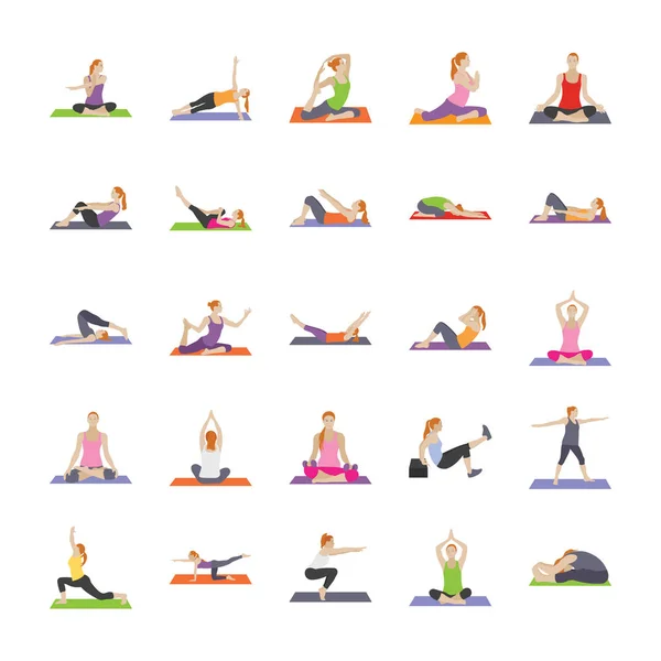 Fitness Exercises Flat Icons — Stock Vector