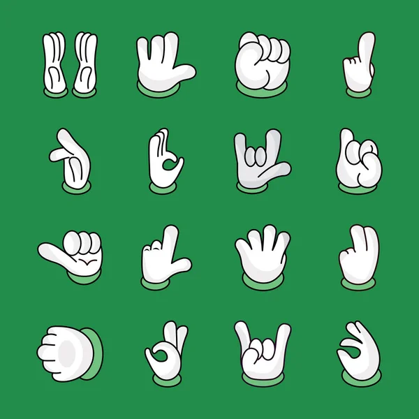 Hand Gestures Icons Pack Representation Nonverbal Communication Hand Gestures Sign — Stock Vector