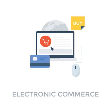 E-ticaret kavramı illüstrasyon ifade eden online iş 