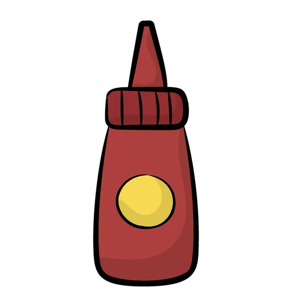 Icono Dibujado Mano Botella Ketchup Tomate — Vector de stock