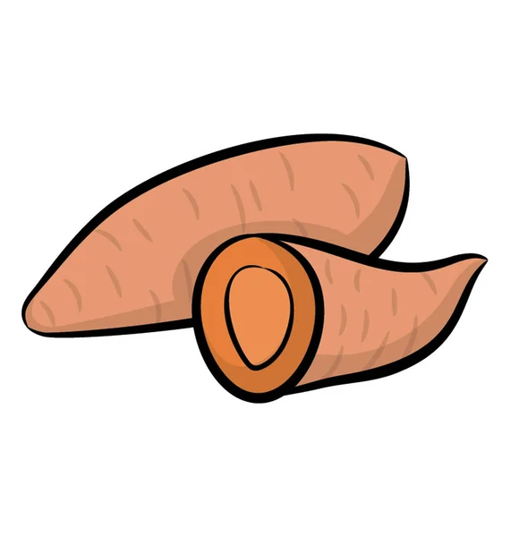 Icono Dibujado Mano Batata — Vector de stock