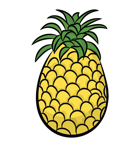 Icône Dessinée Main Fruits Tropicaux Juteux Ananas — Image vectorielle