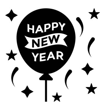 Yeni yıl balonlar, parti kutlama glif simgesi