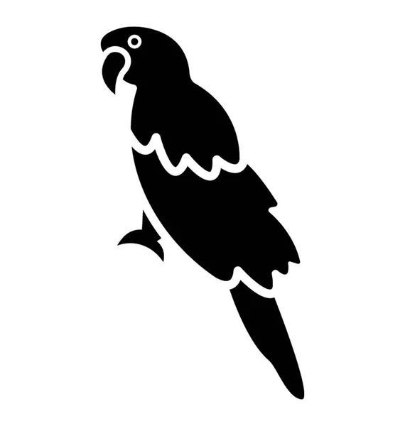Lindo Pájaro Mascota Icono Glifo Loro — Archivo Imágenes Vectoriales
