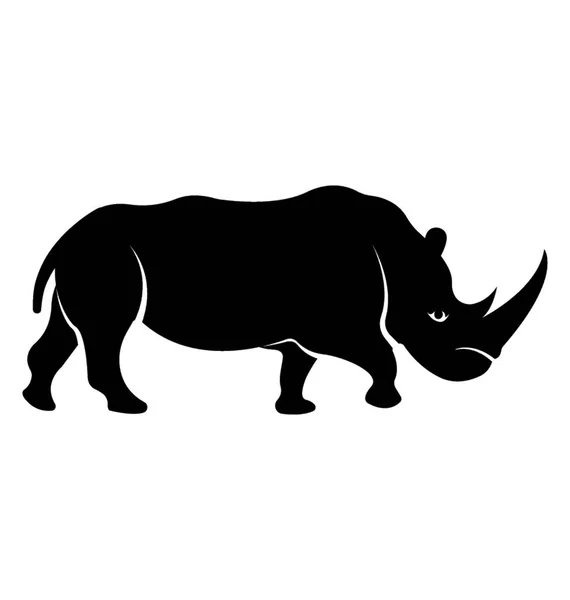 Rhinocéros Des Animaux Sauvages Glyphe Vecteur — Image vectorielle