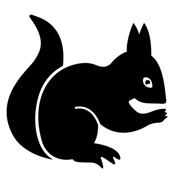Esquilo Animal Ícone Sólido — Vetor de Stock