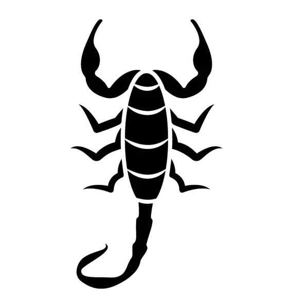 Insecte Prédateur Scorpion Icône Solide — Image vectorielle