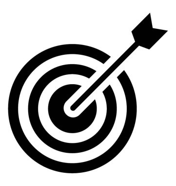 Ok, katı simgesi tasarım okçuluk ile dart tahtası 