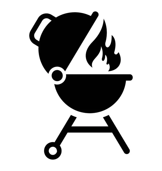 Outdoor Cooking Concept Barbeque Solid Icon — Stock Vector