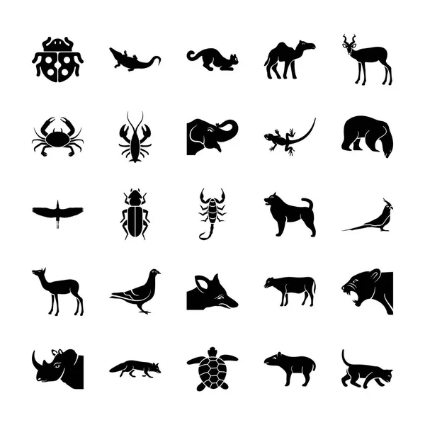 Outstanding Amazing Wildlife Solid Icons Set Having Vectors Related Wildlife — Stock Vector