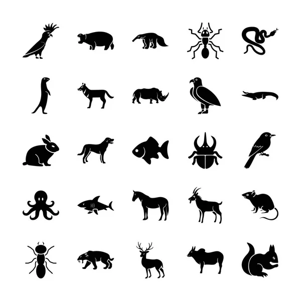 Outstanding Amazing Animals Solid Icons Pack Having Vectors Related Wildlife — Stock Vector