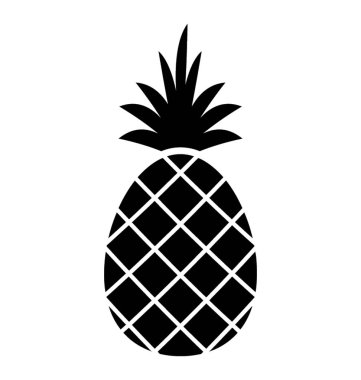 Tropikal sulu meyve ananas katı simgesi tasarım 