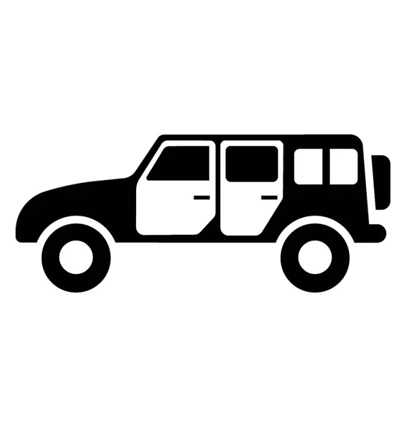 Camping Jeep Solid Icon Design — Stock Vector