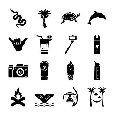 Bu ada katı simgeleri simgeleri ya sırasında ve tatil gerektiren hemen her şeyi kapsayan uçsuz bucaksız vererek ayarla beach, kamp veya herhangi bir açık seyahat nokta var. En iyi ada ve kamp tatil devam için basılı tutun.