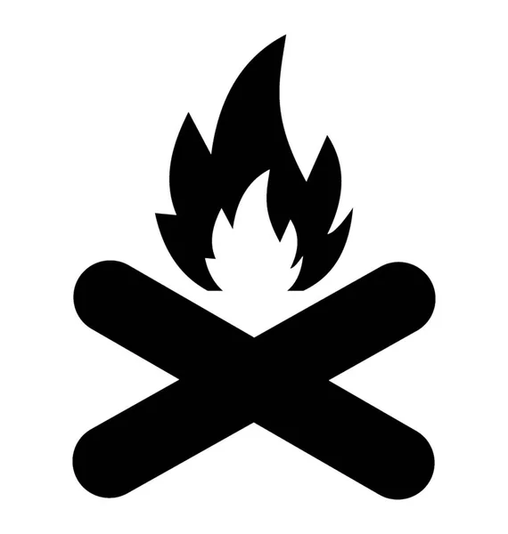 Camping Campfire Solid Icon Design — Vetor de Stock