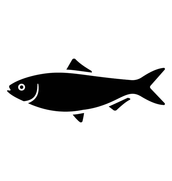 Peces Animales Acuáticos Sólido Icono Diseño — Vector de stock