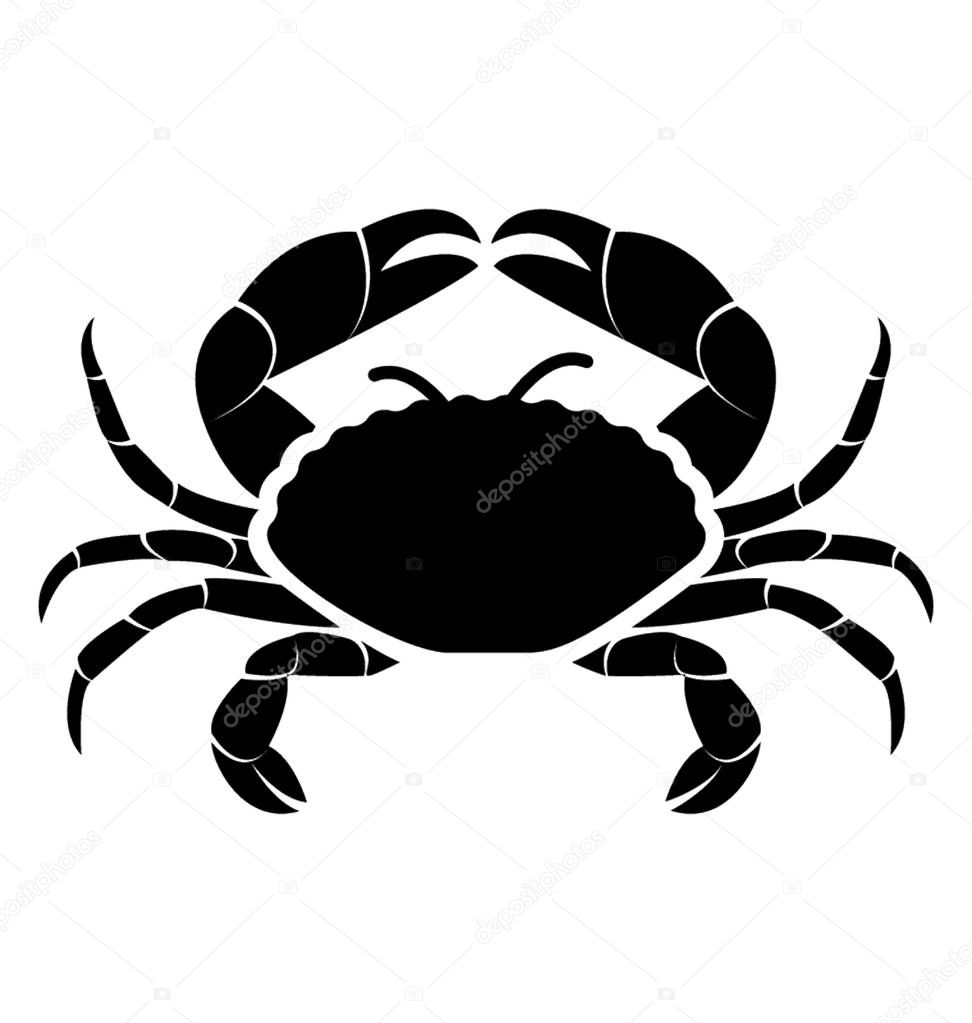 Solid icon design of crab 