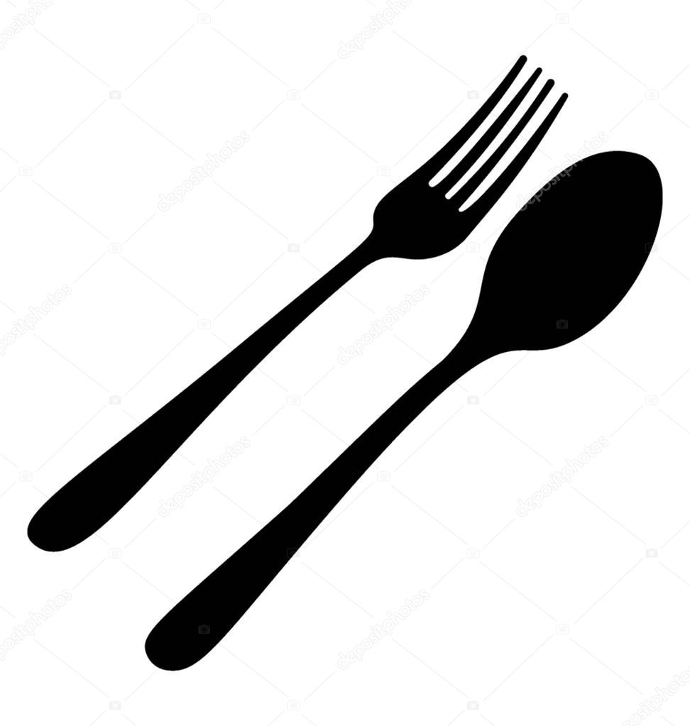 Spoon and fork depicting kitchen cutlery set 