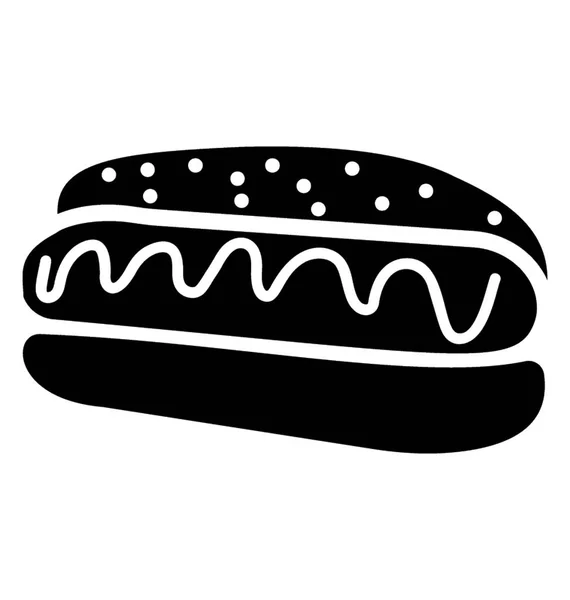 Hotdog Sandwich Solide Ikone Design — Stockvektor