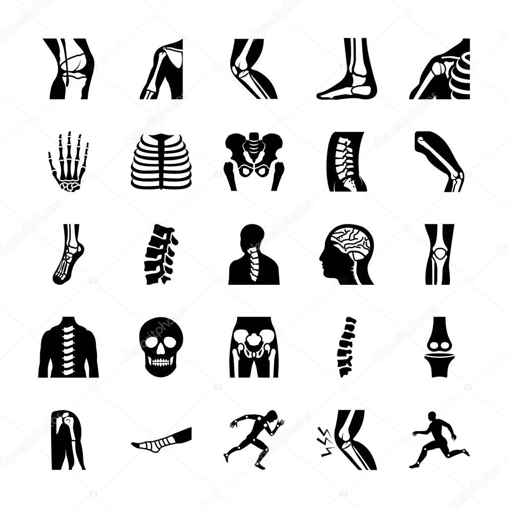 The set encompasses wide range of orthopedic and spine solid vectors set which makes skeleton and bones related packs stand out. This rich collection of orthopedic and spine vectors makes an amazing pack in your reach. Hold this pack and utilize its