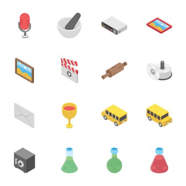 İzleyicilerin dikkatini kapmak için üç boyutlu görsel nesnelerin simgeler yenilikçi bir kümesi sağlamaktadır. Hemen hemen her ve her gün rutin mikrofon, mikrofon, harç ve havaneli, dvd oynatıcı, fotoğraf çerçevesi gibi kullanılmak üzere her şeyi bulacaksınız, 