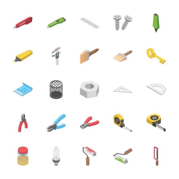 Innovative Isometric Pack Objects Icons Collection Providing Three Dimensional Visuals — Stock Vector