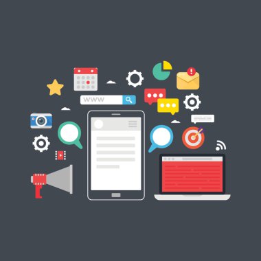 Sosyal medya promosyon düz illüstrasyon