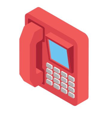 Telefonla sohbet, telefon hattı izometrik tasarım simgesi