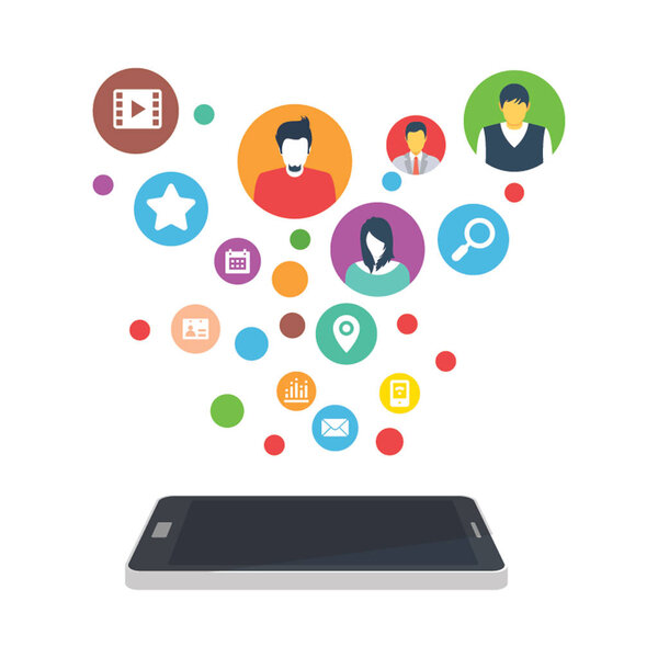 Конструкция плоской иллюстрации онлайн коммуникаций
 