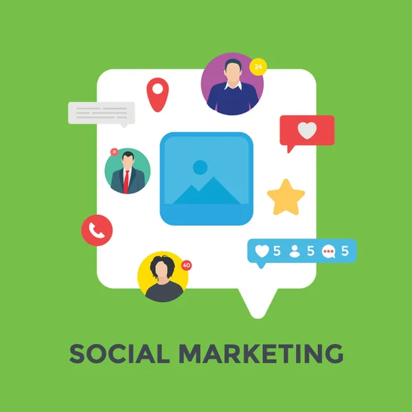 Sociale Media Marketing Vlakke Afbeelding — Stockvector