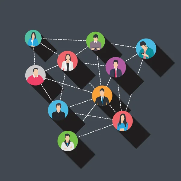 Sociální Řetězec Plochý Ilustrace Sociální Spolupráce — Stockový vektor