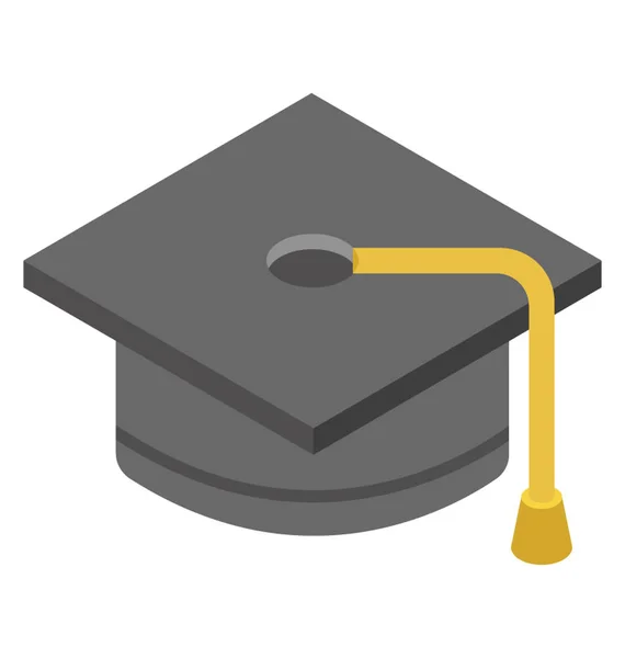 Commencement Concept Graduation Degree Isometric Icon Mortarboard — Stock Vector