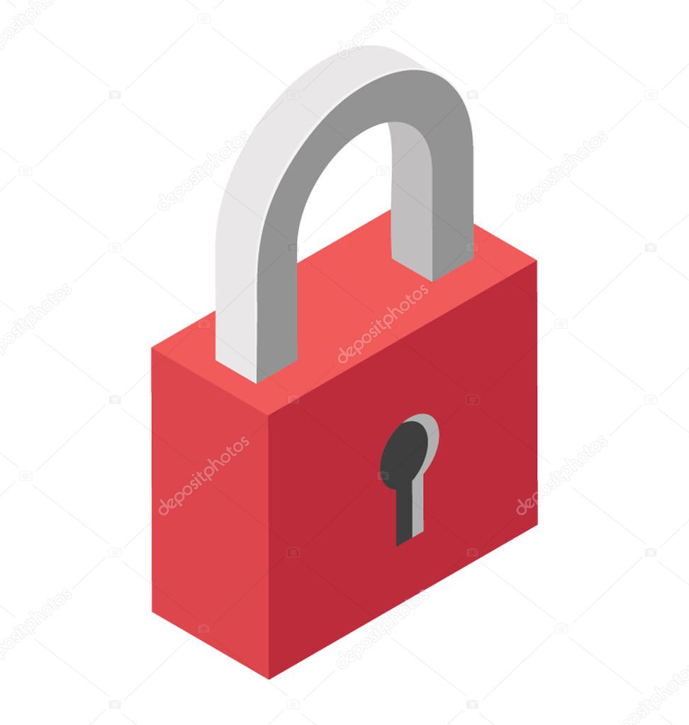 isometric  design icon of lock for security concepts