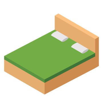 Uyumak için yatağa izometrik simge yer